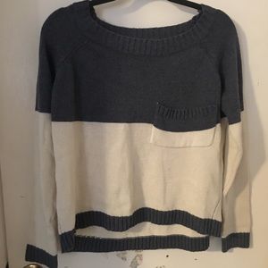 Wide Neckline Colorblock Sweater